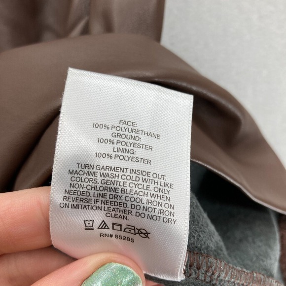 Express Brown Faux Leather One Shoulder Bodycon Dress XS Long Sleeve Party NWT - Picture 6 of 14